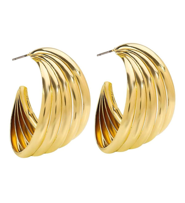 Fashionable Metal Style Multi-layer Overlapping C-shaped Earrings