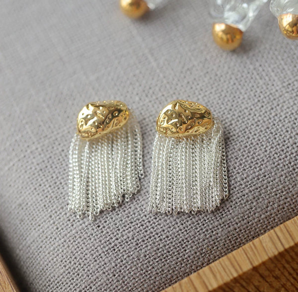 Alloy chain tassel earrings