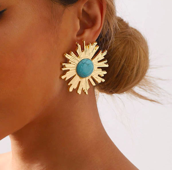 Sunflower Turquoise Earrings