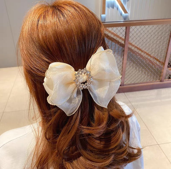 Lace mesh bow hairpin